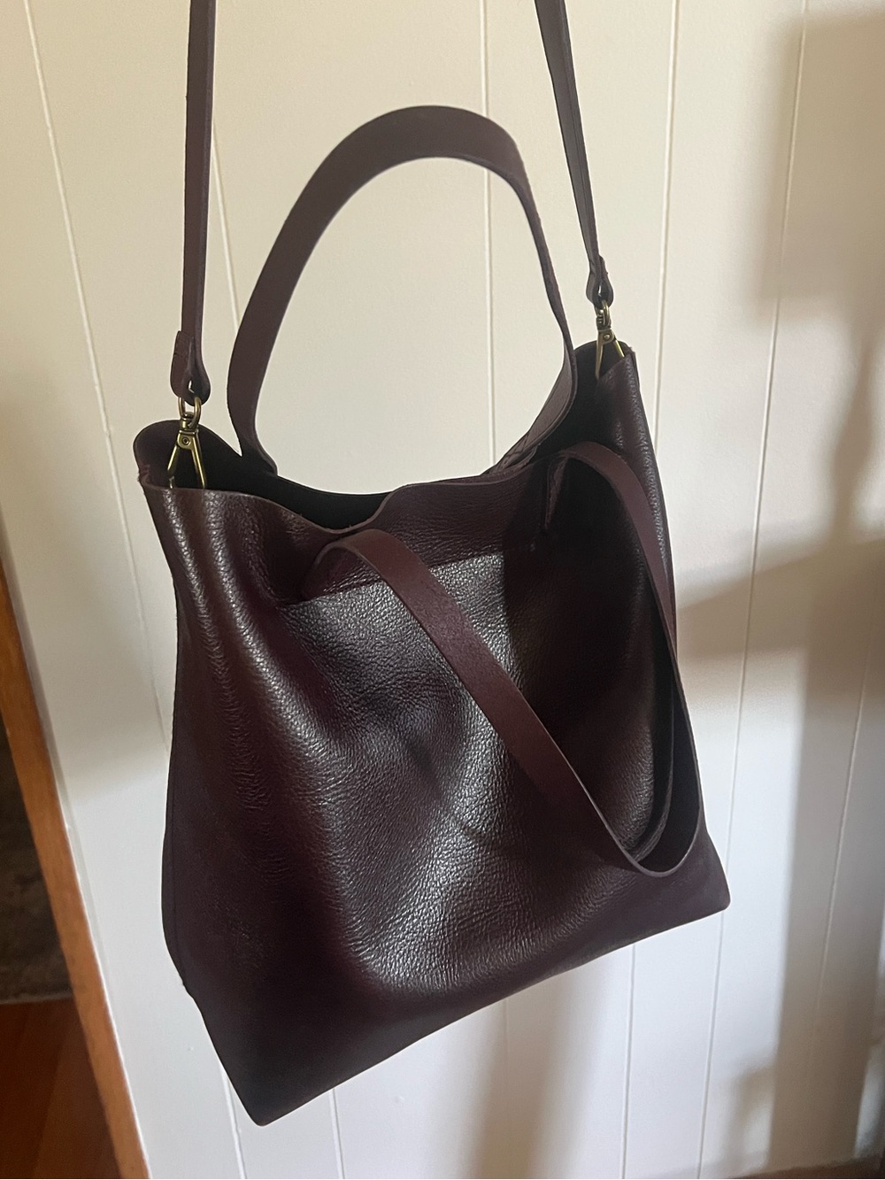MADEWELL leather transport tote w/ crossbody strap shoulder bag purse mahogany - Picture 7 of 7